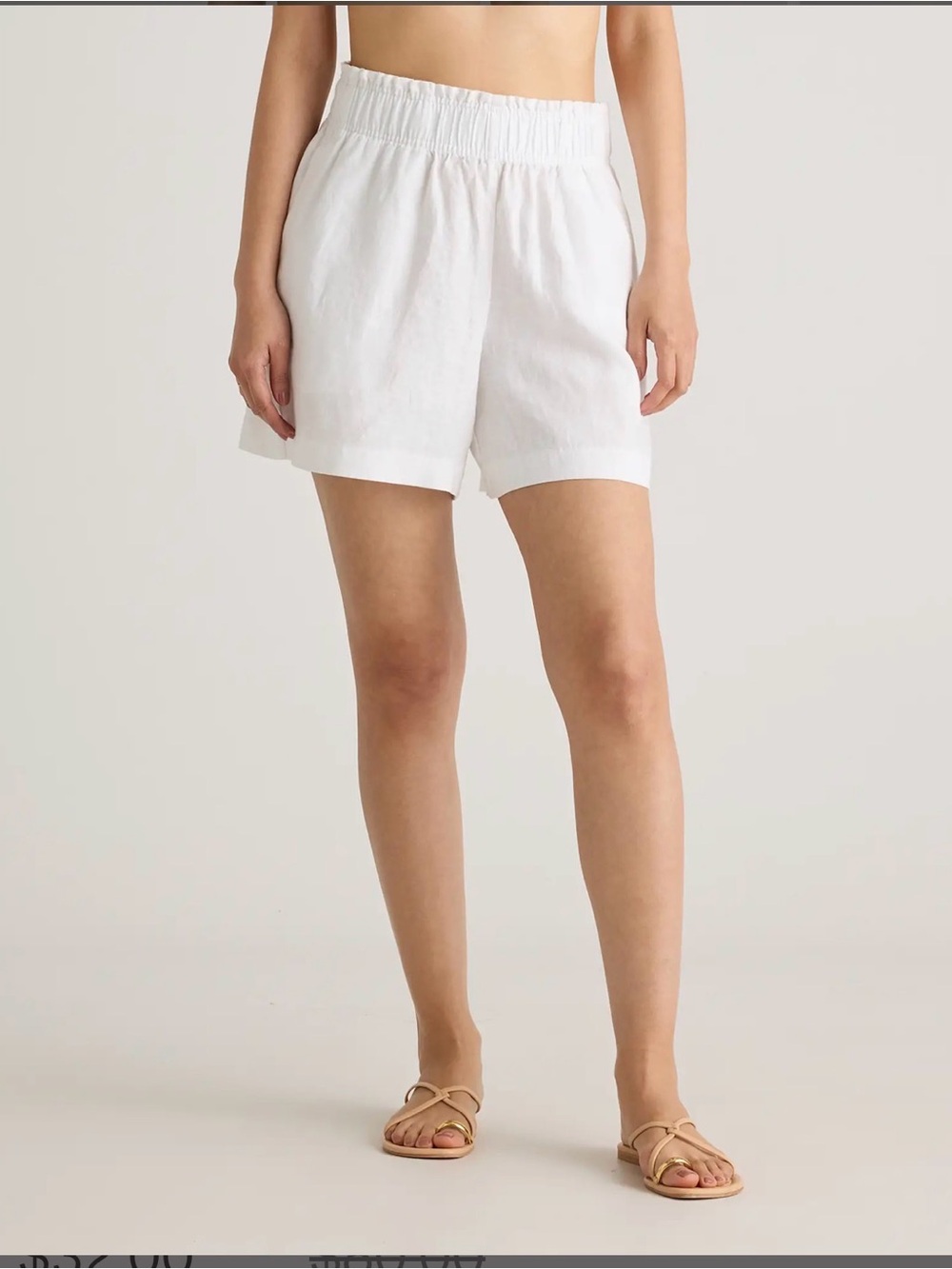 Quince White High-waist Linen-Blend Shorts